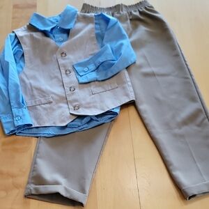 Nautica 5 Tan Blue 3 Piece Dressy Suit Set